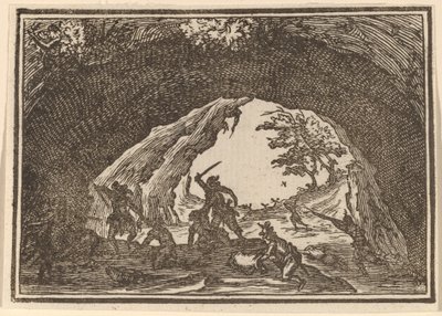 Soldati che Attaccano i Ladri da Edouard Eckman after Jacques Callot