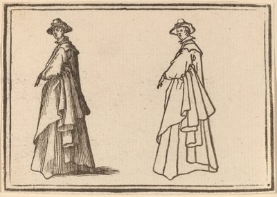 Donna in Piedi con un Cappotto Pesante da Edouard Eckman after Jacques Callot