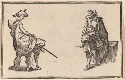 Due Figure Sedute da Edouard Eckman after Jacques Callot