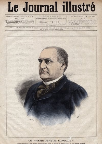 Jerome Bonaparte detto Plon (1822-1891) - Incisione di Navellier in "The Illustrous Journal" del 1891 da Edouard Felicien Eugene Navellier