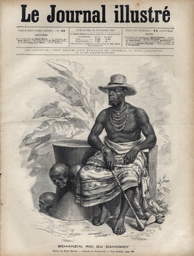 Ritratto di Behanzin (1844-1900), Re di Dahomey (Benin) - Incisione di Navellier in 