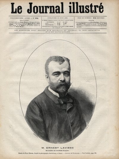 Ritratto di Ernest Lavisse (1842-1922), storico e accademico francese - Incisione di Navellier in 