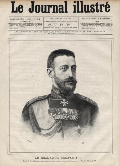 Ritratto del Granduca Costantino Nikolaievich di Russia da Edouard Felicien Eugene Navellier
