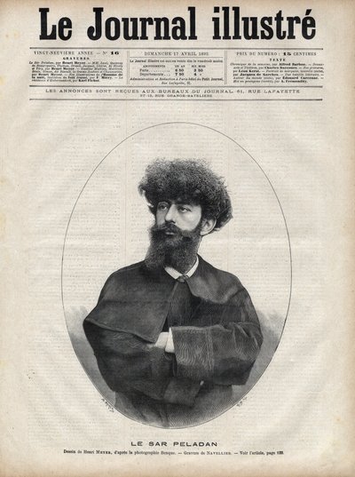 Il Sar Merodack Josephin Peladan, pseudonimo di Josephin Peladan (1858-1918) scrittore e occultista francese - Incisione di Navellier in 