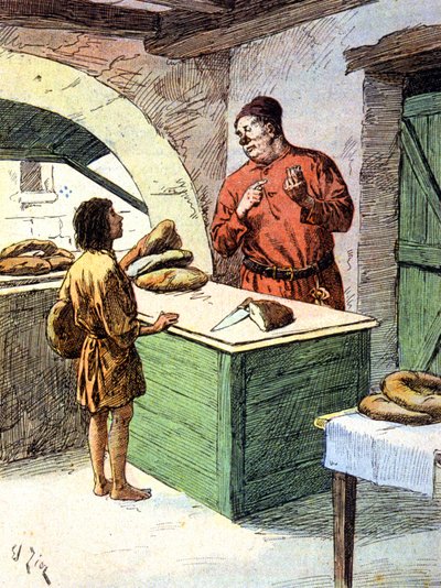 Un fornaio nel Medioevo, c.1900 (incisione) da Edouard Francois Zier