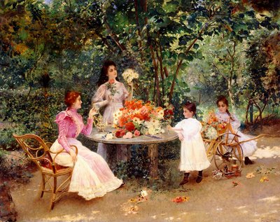 Ora del tè in giardino da Edouard Frederic Wilhelm Richter