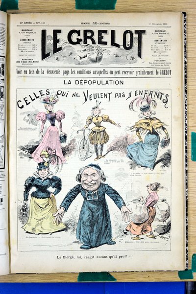 Copertina di "Le Grelot", numero 1342, Satirico a colori da Edouard Guillaumin Pepin