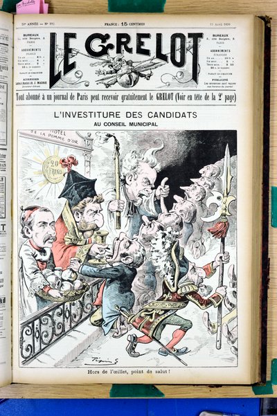 Copertina di "Il Grelot", numero 992, Satirico in B&N da Edouard Guillaumin Pepin