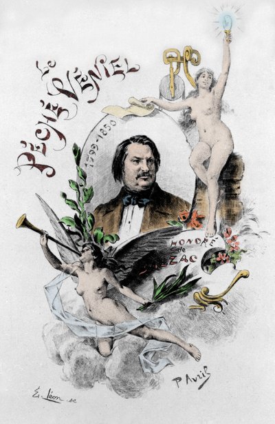 Frontespizio di "Il peccato veniale" di Honoré de Balzac. Illustrazione di Paul Avril (1843-1928) del 1901. da Edouard Henri Avril