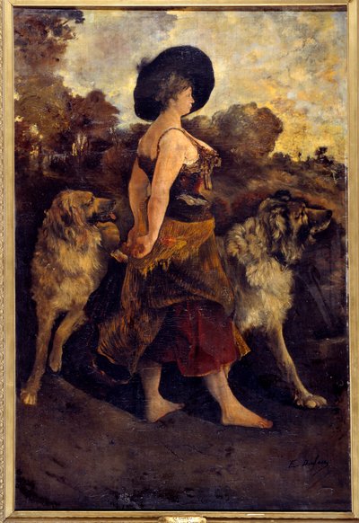La Carola. Una zingara con i suoi cani da Edouard Jacques Dufeu