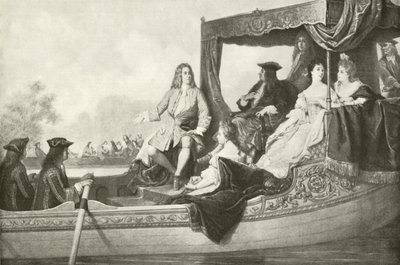 Concerto sul fiume di Handel per Giorgio I (incisione) da Edouard Jean Conrad Hamman