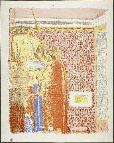 Interno con carta da parati rosa II, sesta lastra da Paesaggi e interni da Édouard Jean Vuillard