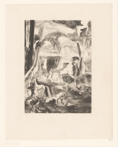 Paesaggio con palme e figure che fanno il bagno da Edouard Léon Louis Edy Legrand (attributed to)