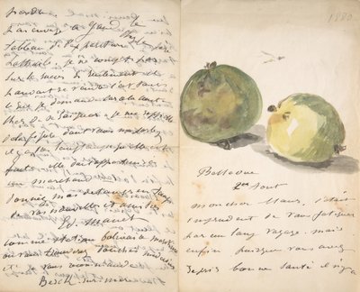 Lettera a Eugène Maus, decorata con due mele da Édouard Manet