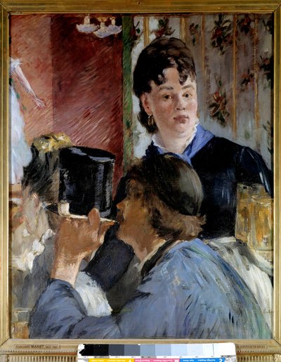 Una giovane donna serve birra a ospiti eleganti e popolari da Édouard Manet