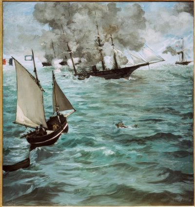 La battaglia tra la U.S.S. Kearsarge e la C.S.S. Alabama da Édouard Manet