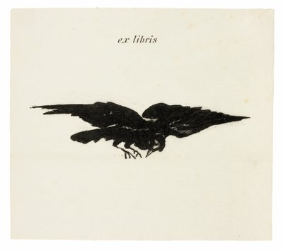 Corvo volante: ex libris, da Il Corvo (Le Corbeau) da Édouard Manet