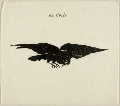Corvo volante: ex libris, da Il Corvo (Le Corbeau) da Édouard Manet