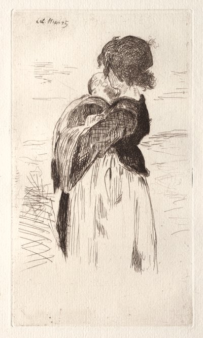 La piccola ragazza che tiene un bambino da Édouard Manet