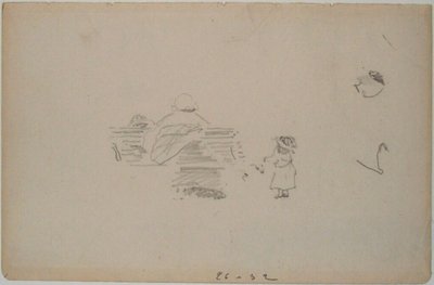 Schizzo di una donna seduta su una panchina e un bambino vicino (foglio da un taccuino), circa 1864-1868 da Édouard Manet