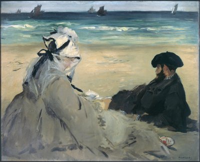 Sulla spiaggia. Ritratto di Madame Edouard Manet e Eugene Manet, la moglie e il fratello dell