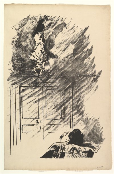 Appollaiato su un busto di Pallade. Illustrazione per Il Corvo di Edgar Allan Poe, 1875 da Édouard Manet