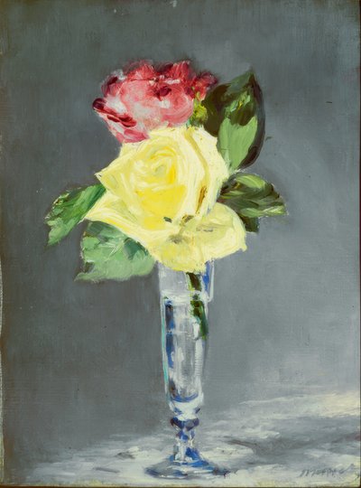 Rose in un bicchiere da champagne da Édouard Manet