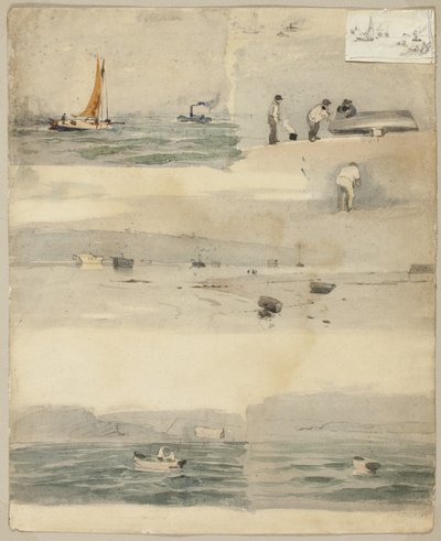Schizzi di scene marine (recto); due schizzi: Accanto a una costa tempestosa, Paesaggio marino nuvoloso da Édouard Manet