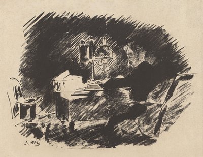 Sotto la lampada, dalla traduzione di Stéphane Mallarmé de Il corvo di Edgar Allan Poe da Édouard Manet