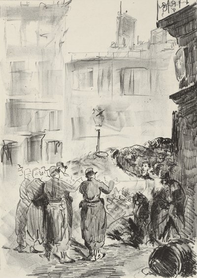 La barricata, 1871, stampato 1884 da Édouard Manet