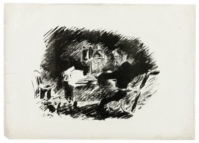 Sotto la lampada ("Once upon a midnight dreary..."), da Il corvo (Le Corbeau) da Édouard Manet