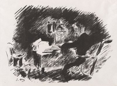 Sotto la lampada, dalla traduzione di Stéphane Mallarmé di Il corvo di Edgar Allan Poe da Édouard Manet