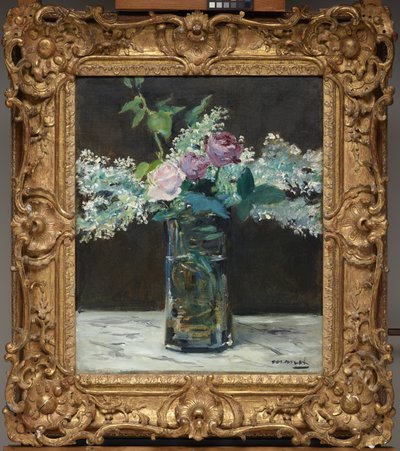 Vaso di lillà bianchi e rose da Édouard Manet