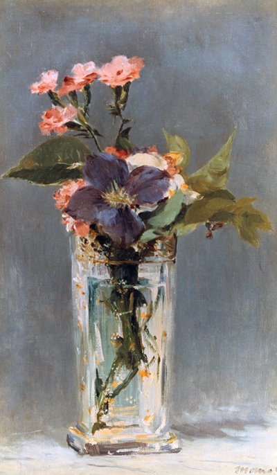 Viole e clematidi in un vaso di cristallo, 1882 da Édouard Manet