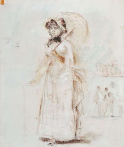 Donna che cammina con ombrello aperto, 1880 da Édouard Manet