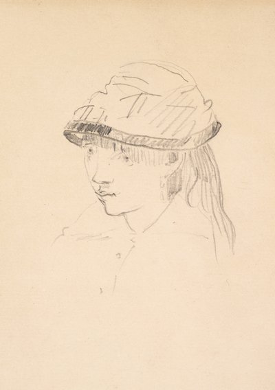 Giovane ragazza con cappello rotondo, 1878-79 (grafite su carta) da Édouard Manet