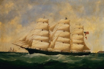 La nave a vela americana, Servia al largo di Le Havre da Edouard Marie Adam