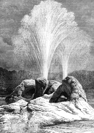 Un geyser, USA, XIX secolo da Edouard Riou