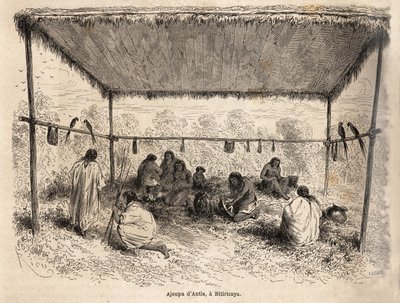 Ajoupa (costruzione abitativa precaria) degli indiani Antis, a Biticaraya (Perù), disegno di Riou, per illustrare il viaggio dall