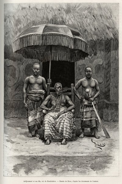 Ardjoumani (morto nel 1892) e i suoi figli, re di Bondoukou (Costa d
