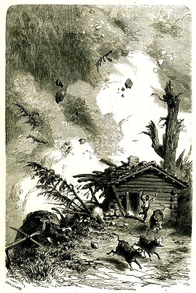 Valanga nelle Alpi da Edouard Riou