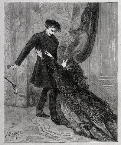 Edmond Dantès e Mercedes - Incisione di Riou, in 