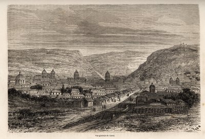 Veduta generale di Cusco, antica capitale degli Incas, disegno di Riou, per illustrare il viaggio di Paul Marcoy attraverso il Sud America dal 1848 al 1860. Incisione in 