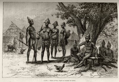 A Lera, tipi di Mandes. Incisione di Riou, per illustrare la storia Dal Niger al Golfo di Guinea di Capitano Louis Gustave Binger, in Le tour du monde, nouveau journal des voyages, sotto la direzione di Edouard Charton da Edouard Riou