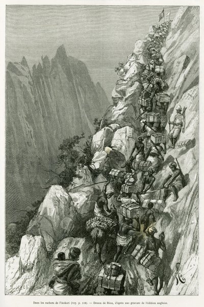 Nelle rocce di Ankori (incisione) da Edouard Riou