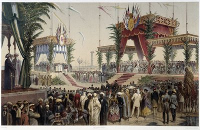 La Tribuna dei sovrani in Inaugurazione del Canale di Suez di G. Nicole. 1869 da Edouard Riou