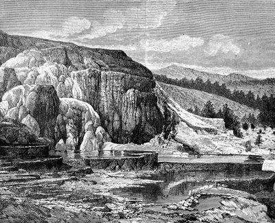Mammoth Hot Springs, Parco Nazionale di Yellowstone, USA, XIX secolo da Edouard Riou