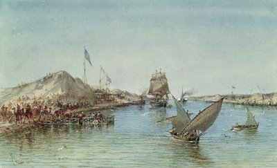 Navigazione sul Canale di Suez, da un album souvenir che commemora il viaggio dell