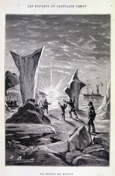 Il Sole di Mezzanotte in "I figli del capitano Grant" di Jules Verne da Edouard Riou