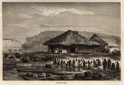 La messa della partenza a Echarati (Perù), alla quale assistono i nativi convertiti. Disegno di Riou per illustrare il viaggio di Paul Marcoy dall